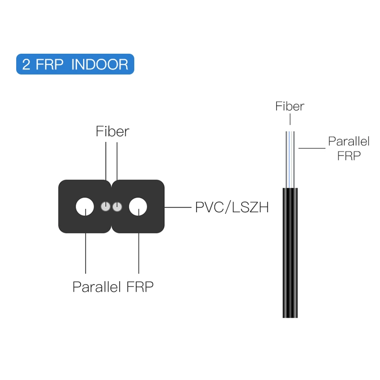 Fiber Optic 1 Core 1km 2km Plywood Drum FTTH Drop Cable Single Mode Indoor Fiber Optic Cable