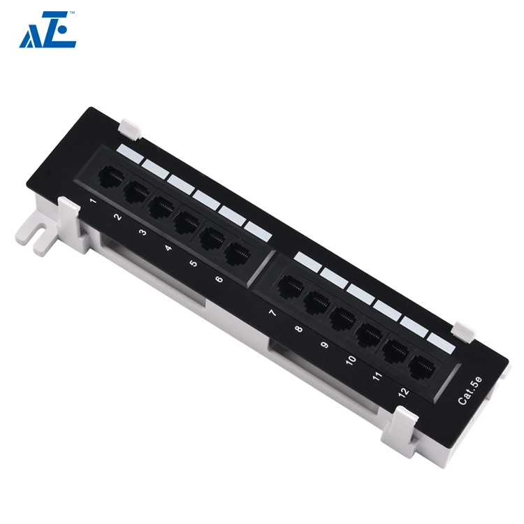 Aze UTP 10 Inch 12port Network Surface Wall Mount Vertical Patch Panel - 12 Port Cat5e Keystone Patch Panel -C5epanel12wm